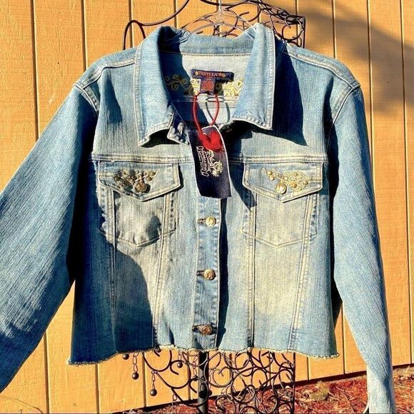 VANILLA STAR CROPPED RAW HEM DENIM JACKET 20 NWT - Picture 12 of 16